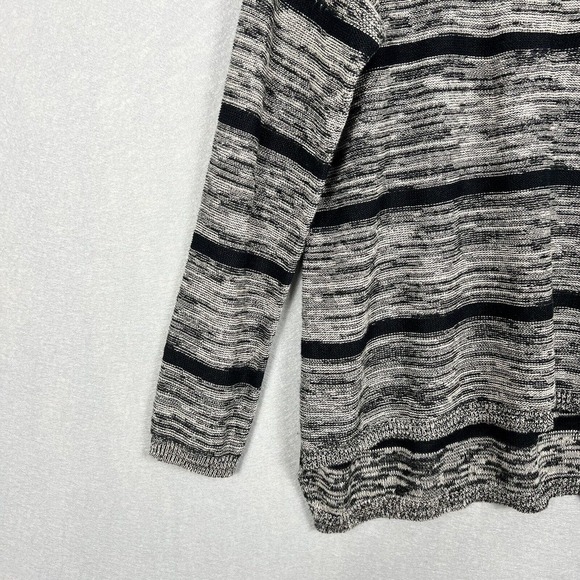 Eileen Fisher Linen Tunic Top Size Small Gray Black Striped Knit Pullover - Picture 3 of 10